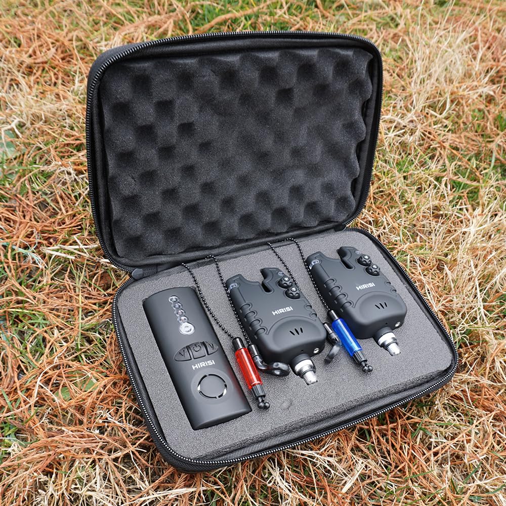 Hirisi Tackle Drahtloses Karpfenangeln Bissanzeiger Set 4+1Wasserdichtes Angelzubehör Bissanzeiger mit Funk (FBA-SQ--2)