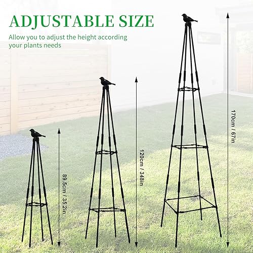 Miniatura 4 de Lalahoni Enrejado de jardín para plantas trepadoras, enrejado de obelisco de jardín de 67 pulgadas de alto para plantas trepadoras, plantas en