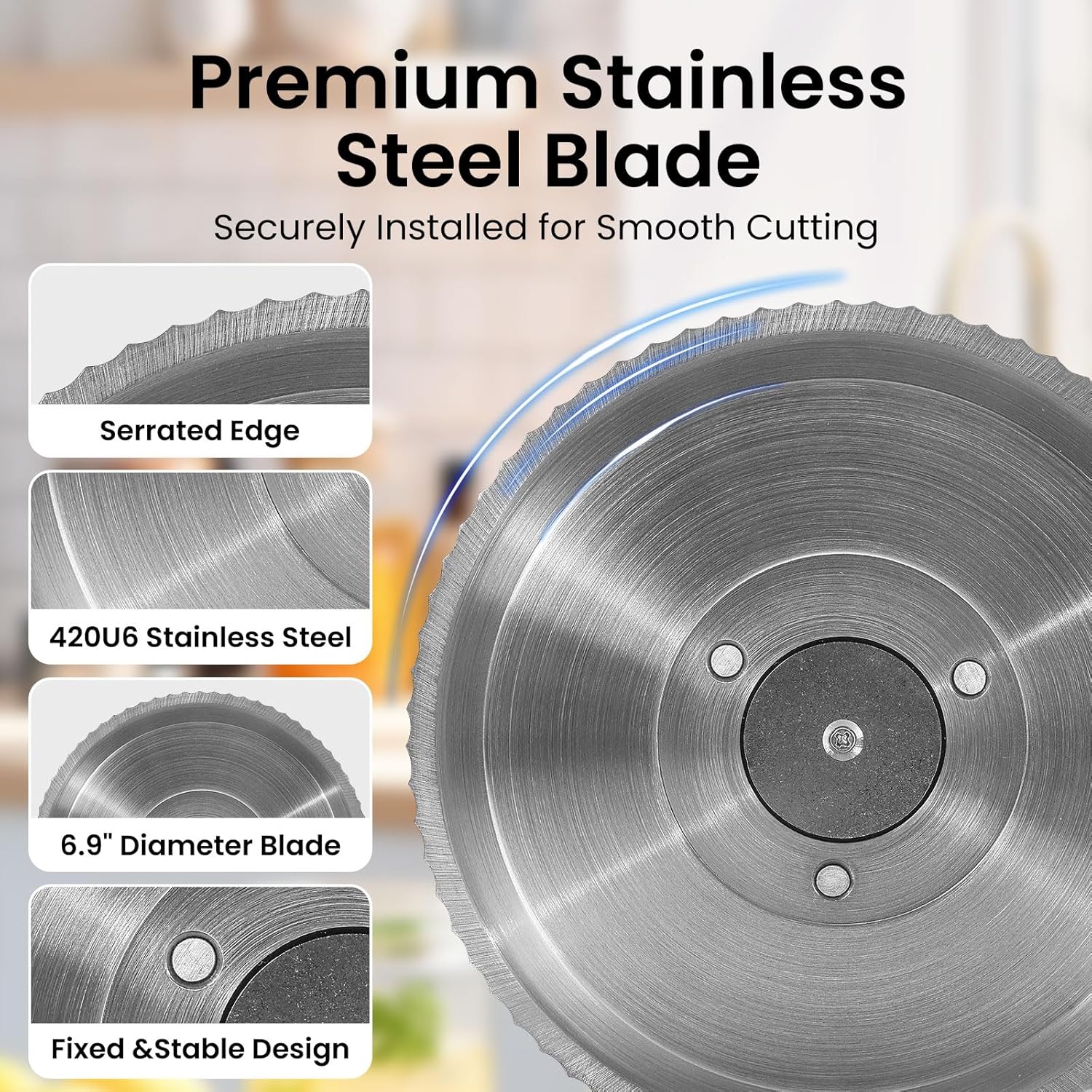 Manual Bread Slicer for Homemade Bread, Bread Cutter for Adjustable and Even Slices, Classic Hand Crank Sourdough Slicer with Scale Line & Powerful Suction Cup, Sharp Stainless Steel Blade (Cream)