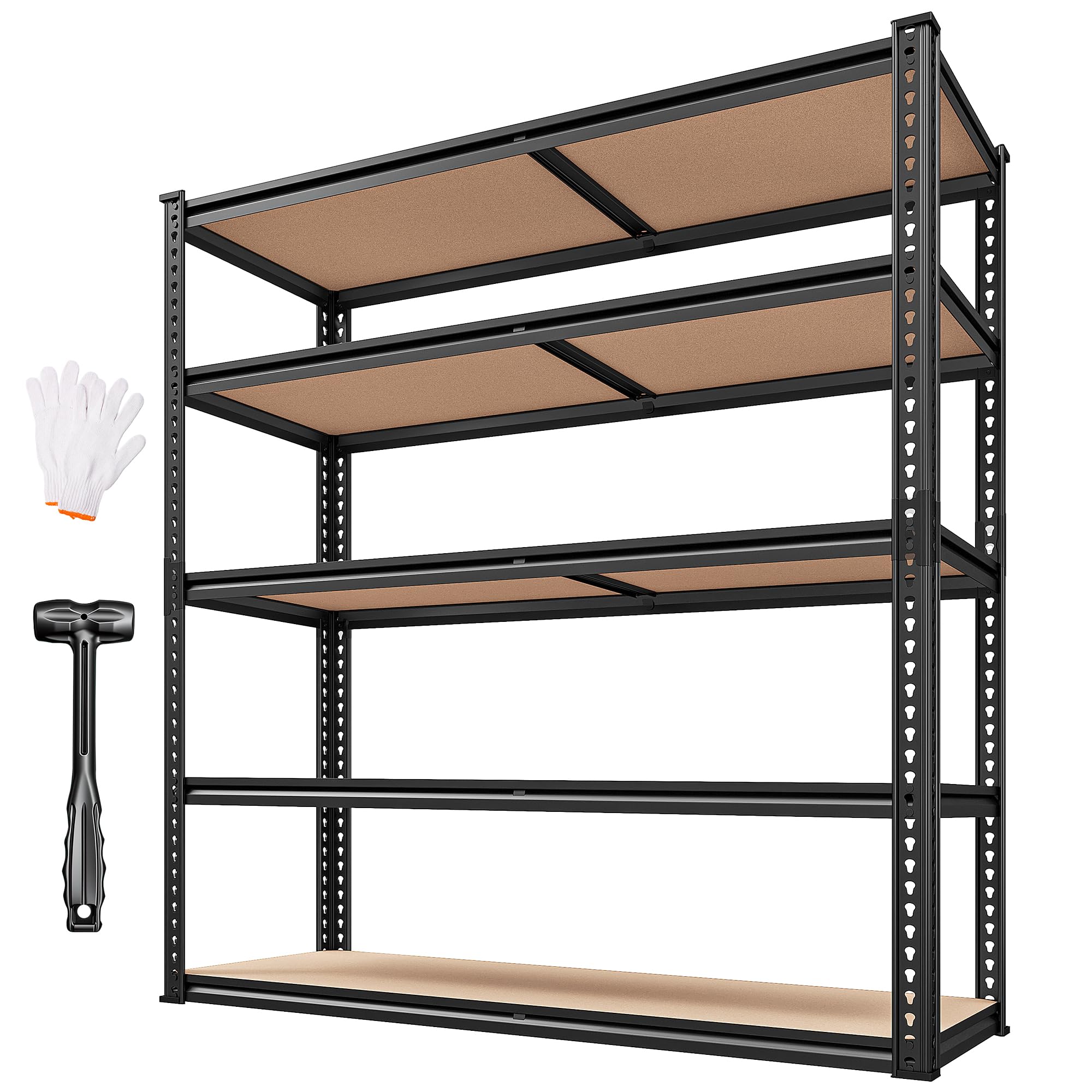 REIBII 40" W Garage Shelving 2500LBS Storage Shelves 72" H Metal Shelving 5 Tier Metal Shelves Adjustable Pantry Shelf for Garage Closet Kitchen
