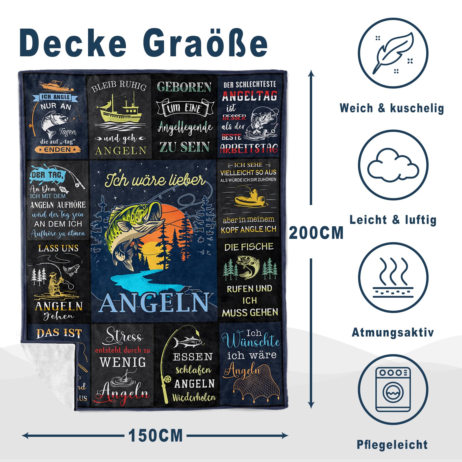 Pesca, Fishing, regali per pescatori, regalo per pescatori, regalo per pescatori, regali per pescatori, regali per uomini, regali per pescatori, regali per pesca, 150 x 200 cm