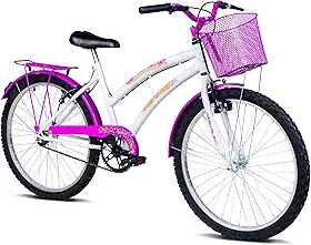 Verden Bicicleta Breeze Aro 24 Branca e Pink com cesta e bagageiro