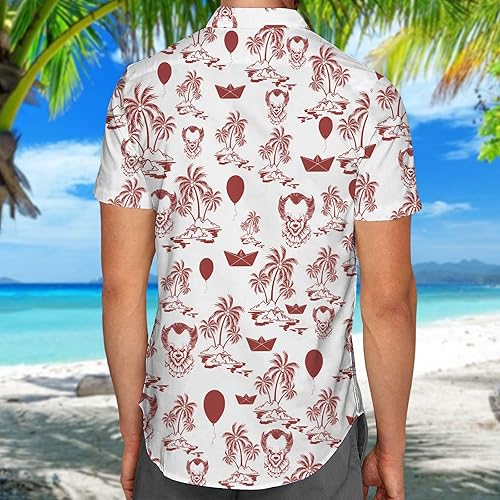 Miniatura 5 de HUNTFAMI Camisa hawaiana de película de miedo, personajes de películas de terror, camisa casual con botones, regalos para Halloween, regalos de