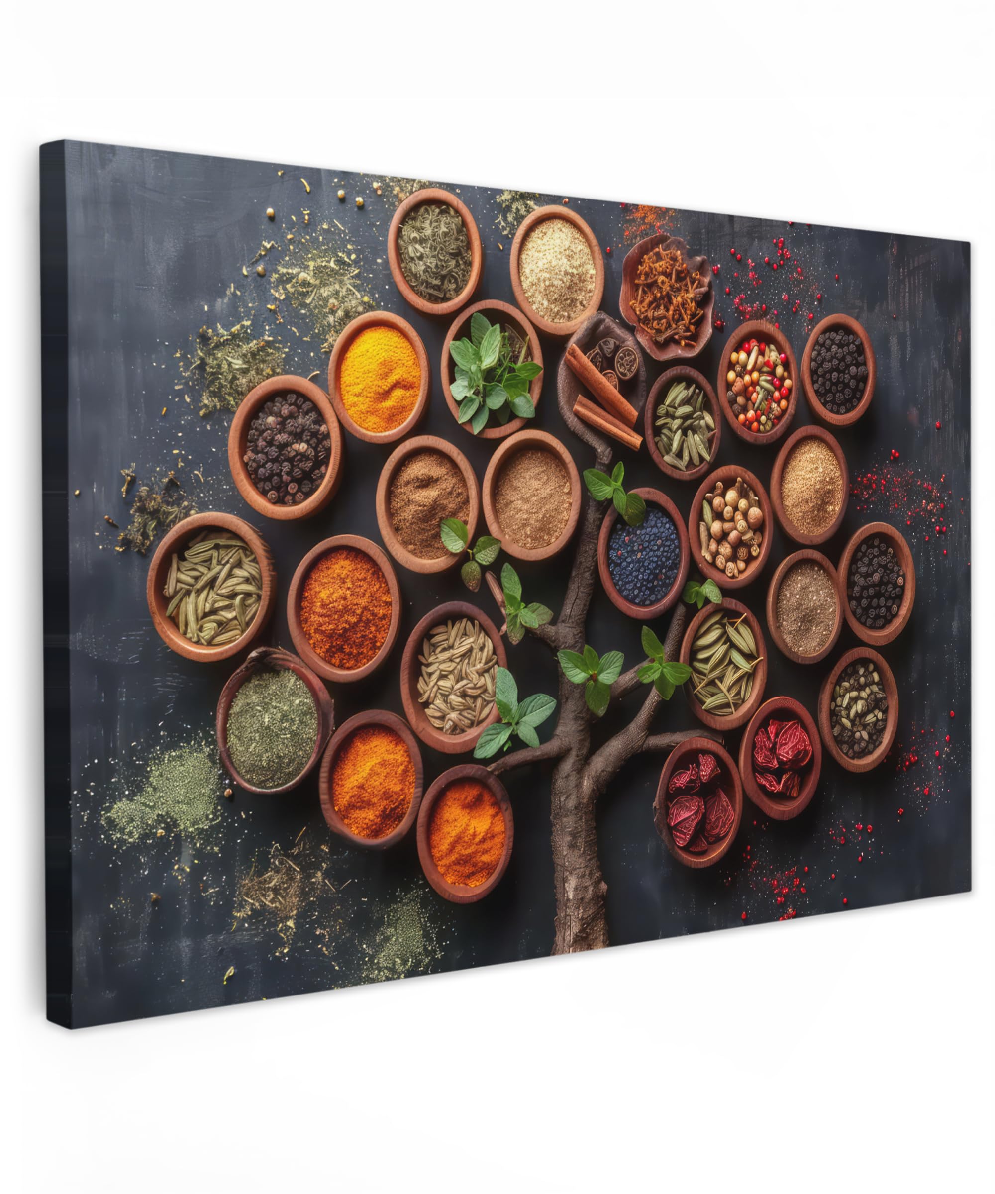 MuchoWow© Leinwände Klein 30x20 cm Mini Wall Decoration Bilder für die Wand Schlafzimmer Deko Pictures Canvas Painting Wanddekoration Wohnzimmer Kräuter - Baum - Küche - Kochen