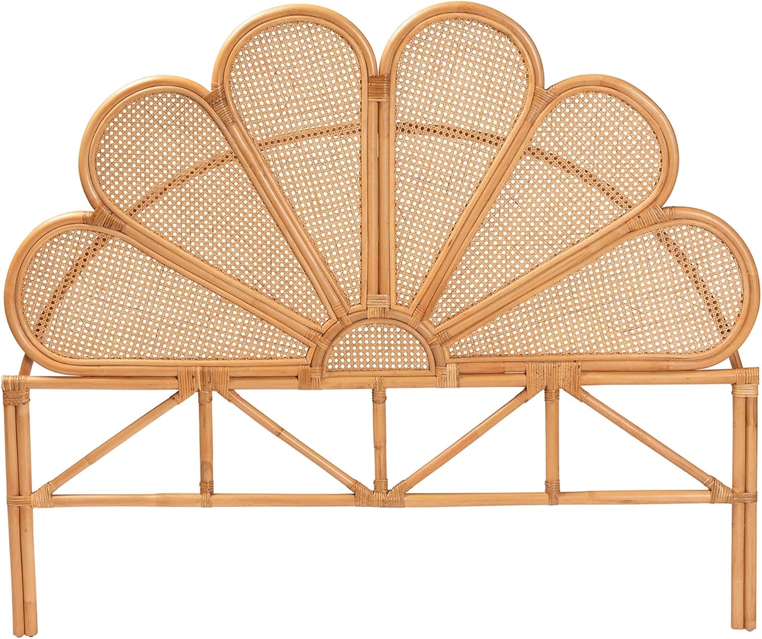 Bali & pari Flower Modern Bohemian Honey Rattan King Size Standalone Headboard