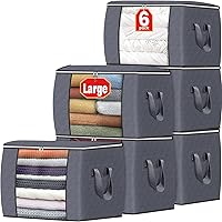 Vista 48 de Fab totes Paquete de 8 bolsas de almacenamiento plegables para mantas, contenedores de almacenamiento para organizar dormitorio, armario, ropa, Gris