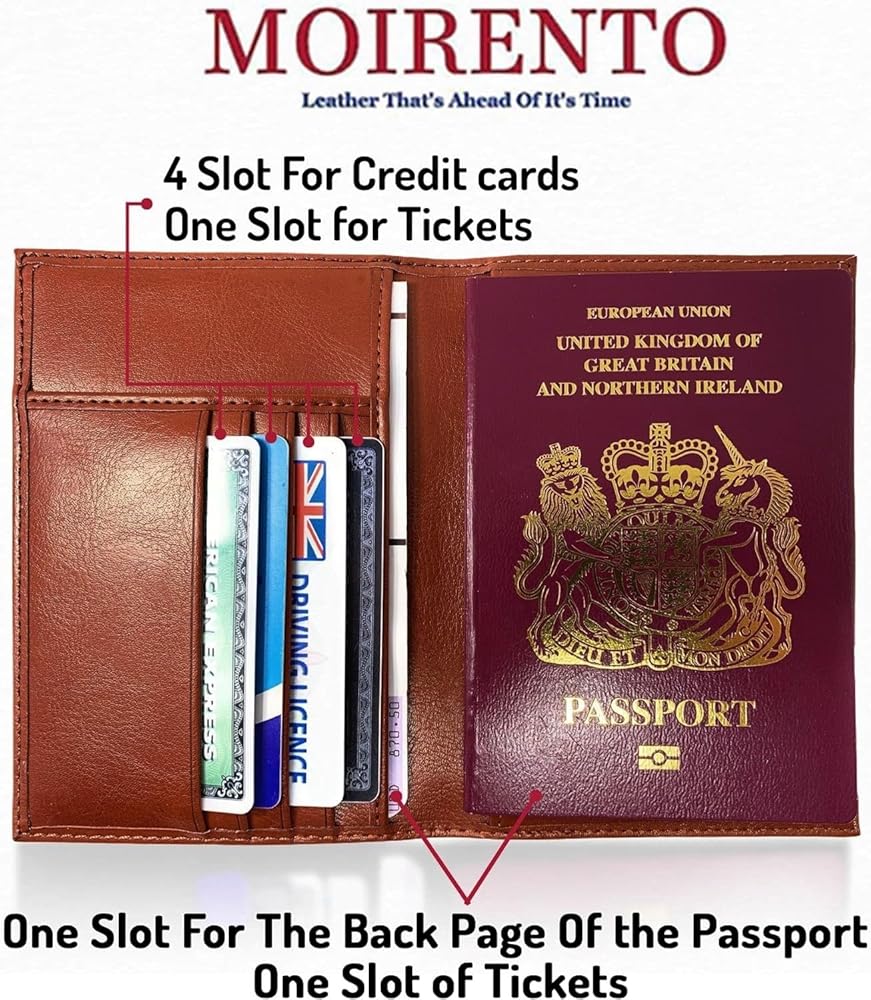 Étui à passeport britannique en cuir et pieds en étal, housse de protection pour passeport (bleu foncé