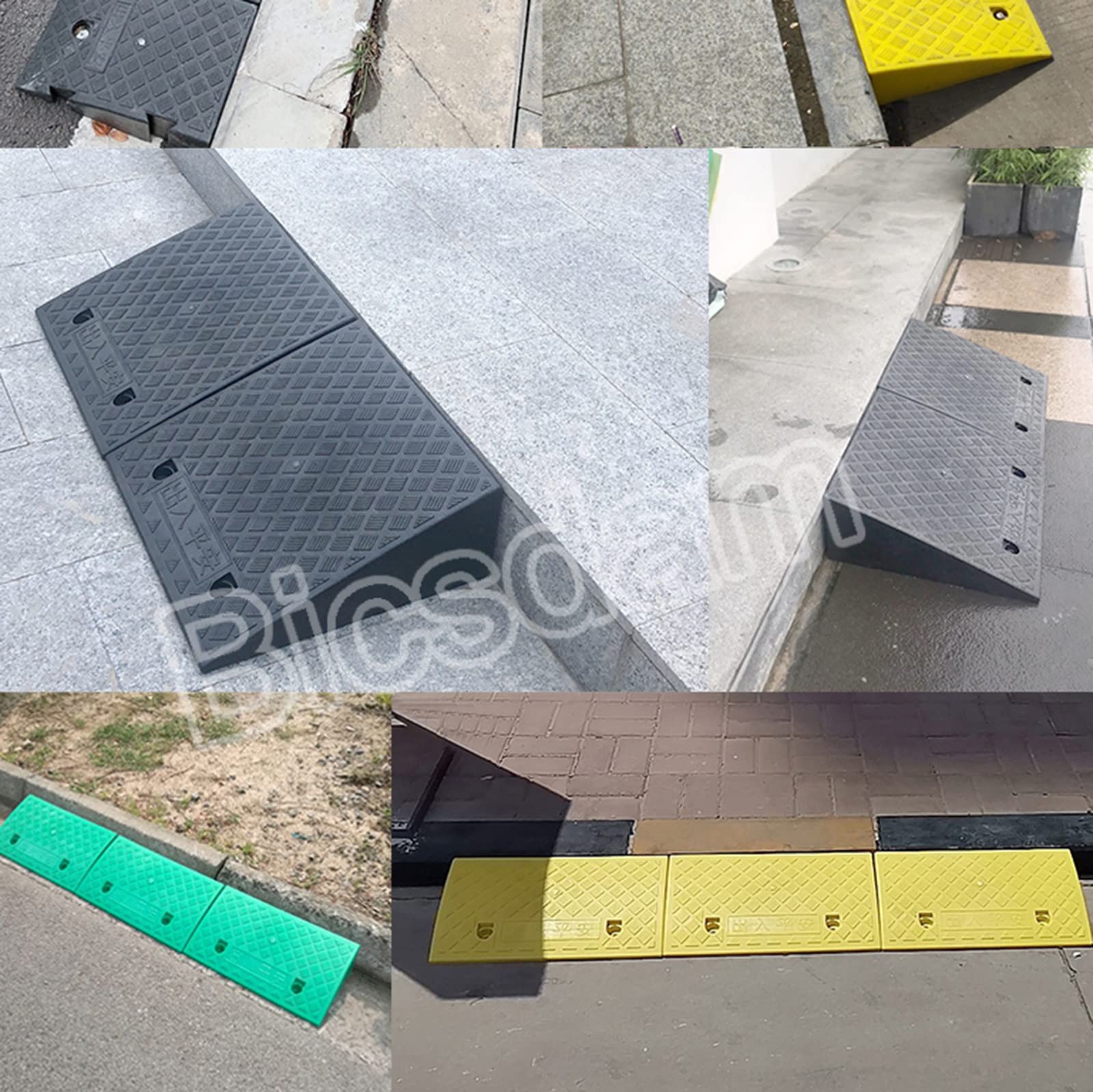 WORDFUN Rampa per Bordo del Marciapiedi, 50 * 38cm Rampa di Soglia in Plastica, Rampa per Gradino Antiscivolo, Rampa di Carico per Vialetto, Marciapiede, Auto, Scooter, Moto, Sedia A Rotelle