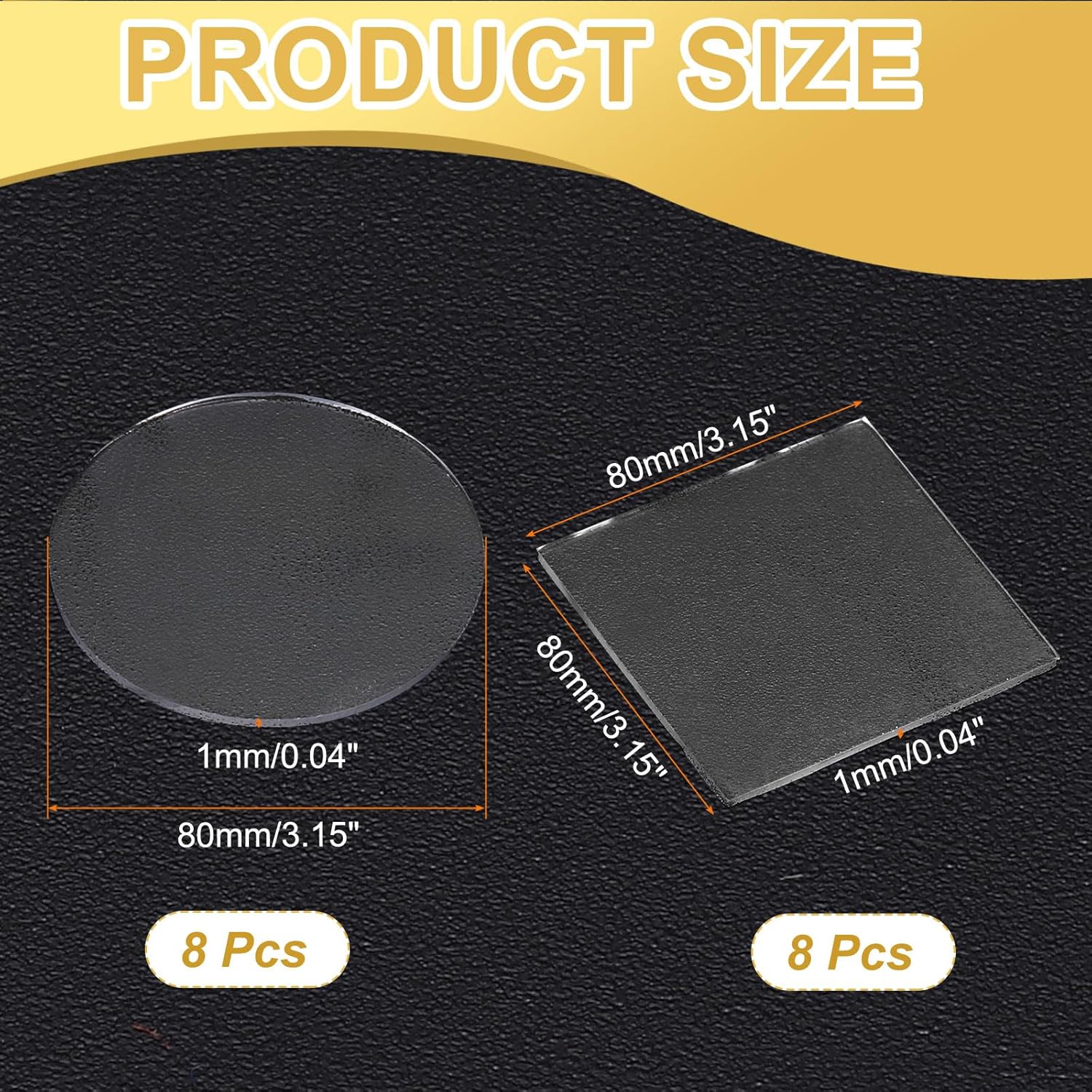 uxcell 16Pcs Glass Table Top Bumper, 80mm Clear Self Adhesive Anti Slip Pads Table Spacers Round Silicone Bumpers for Patio Glass Tables, Cutting Board