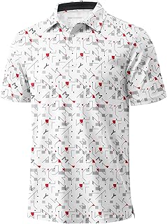 MAGCOMSEN Mens Golf Shirt Short Sleeve Dry Fit Moisture Wicking Golf Polos Casual Performance Print Collared Shirt Men