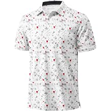 Mens Golf Shirt Short Sleeve Dry Fit Moisture Wicking Golf Polos Casual Performance Print Collared Shirt Men