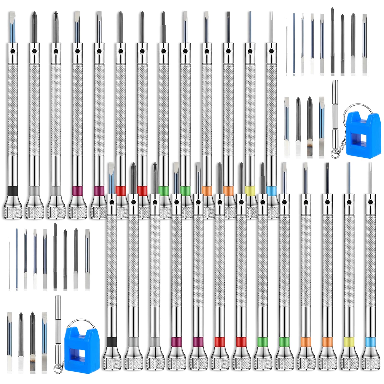 26pcs Precision Screwdriver Set 0.6-2.0mm High Hardness Steel Micro Cross Screwdriver Kit for Watch Eyeglasses Jewelry Work Electronics Repair