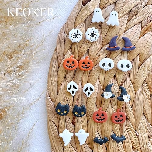 Miniatura 5 de KEOKER Cortadores de arcilla polimérica de Halloween, cortadores de arcilla para la fabricación de aretes de Halloween, 20 formas de aretes de