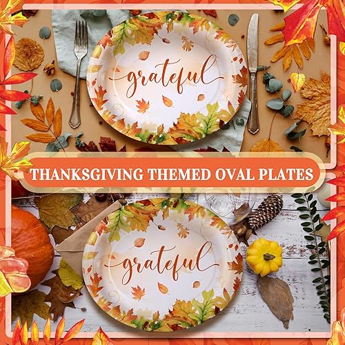 Miniatura 4 de 100 platos de papel de Navidad, platos ovalados desechables florales de invierno, de 10 x 12 pulgadas, platos desechables de Navidad, regalos de