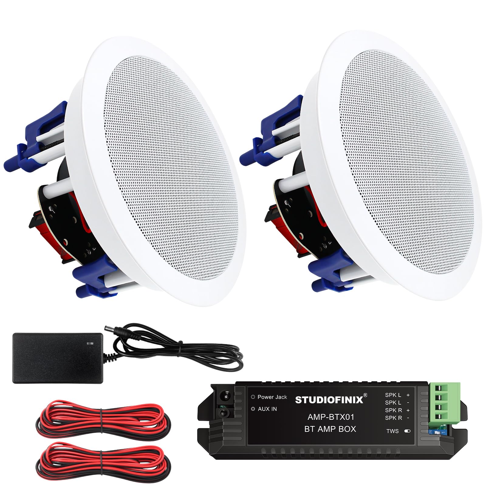 STUDIOFINIX Système de Haut-parleurs Bluetooth encastrés pour intérieur, Cuisine, cinéma Maison, Chambre, Bureau, terrasse Couverte (2 Haut-parleurs) 13,3 cm 300 W