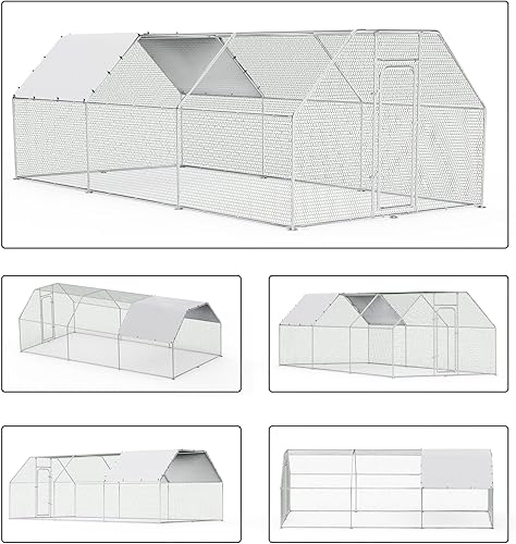 Miniatura 7 de BOSSIN Bold Chicken Coop Run - Bolígrafo de metal grande para exteriores, jaula de aves de corral, gallinero de forma plana, corres de pollo