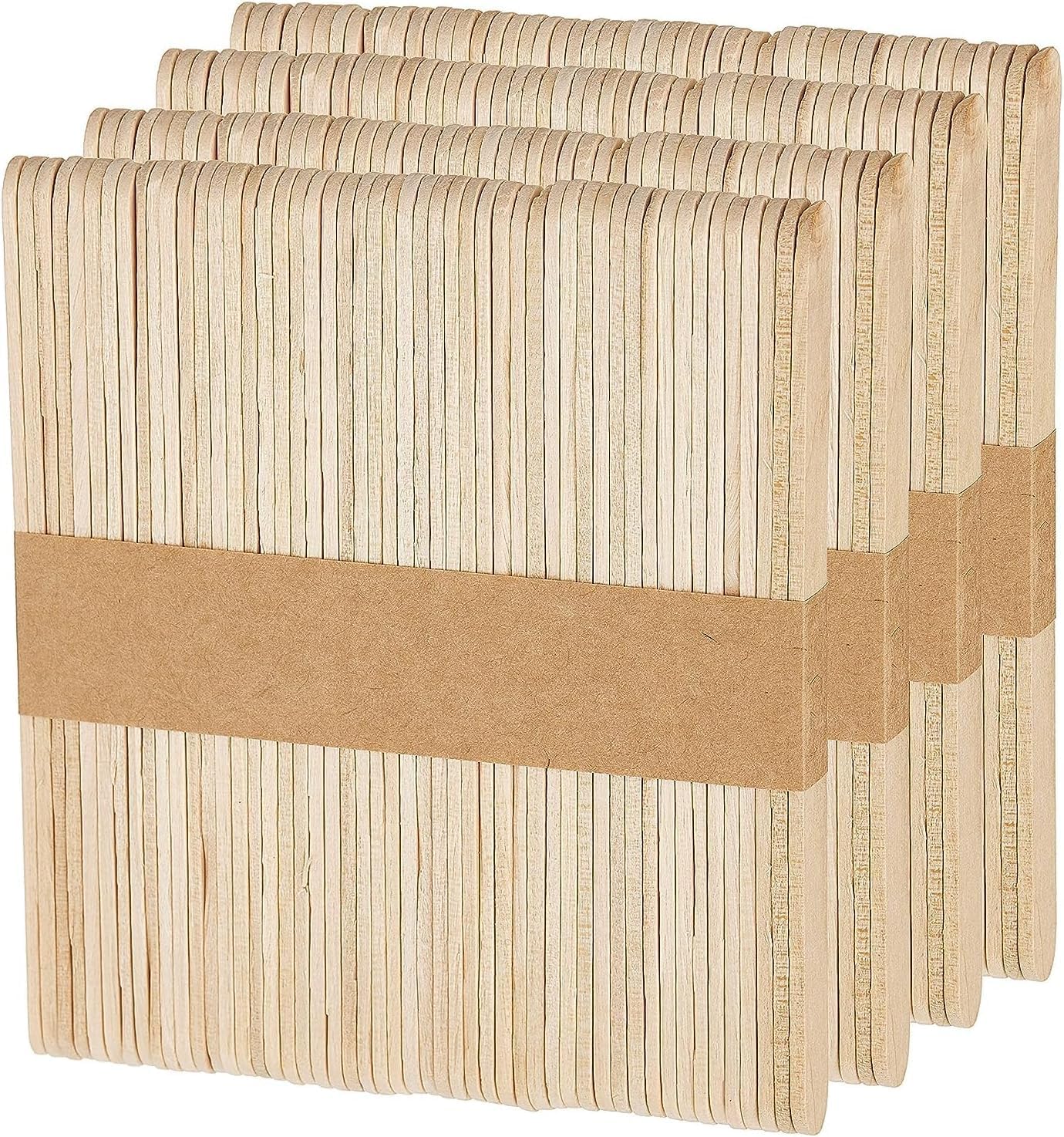 200 pcs Wood Craft Sticks, Multi-Purpose Popsicle Sticks, Garden Label Wooden Popsicle Ice Cream Sticks for Crafts, ICES, Ice Cream, Wax, Waxing, Tongue Depressor Wood Sticks (9mm)