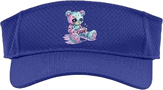 Goth Pastel Cute Creepy Kawaii Gamer Teddy Bear Gaming Sport Sun Visor