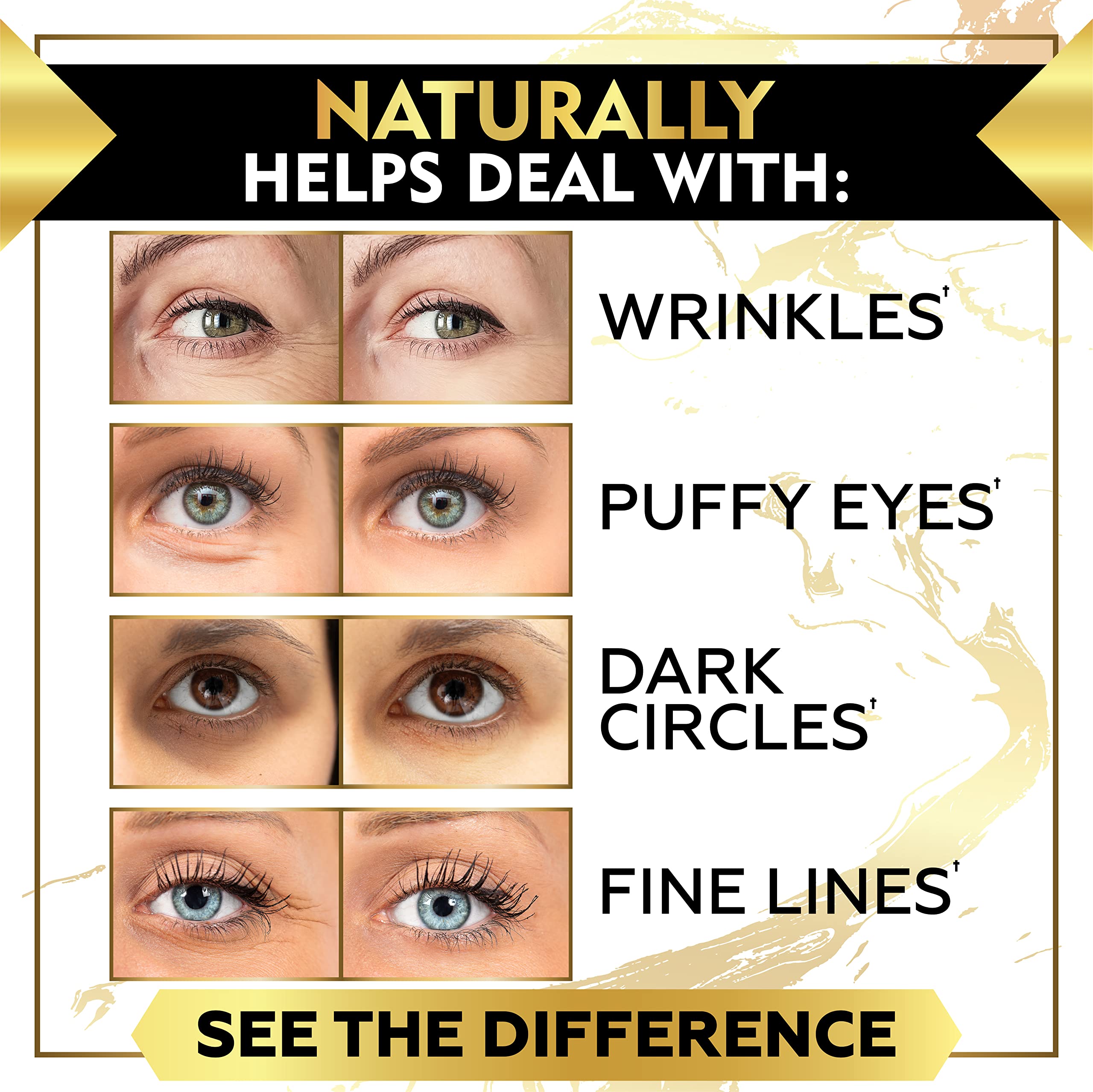 Under Eye Patches 24K Gold Under Eye Mask for Puffy Eyes, Dark