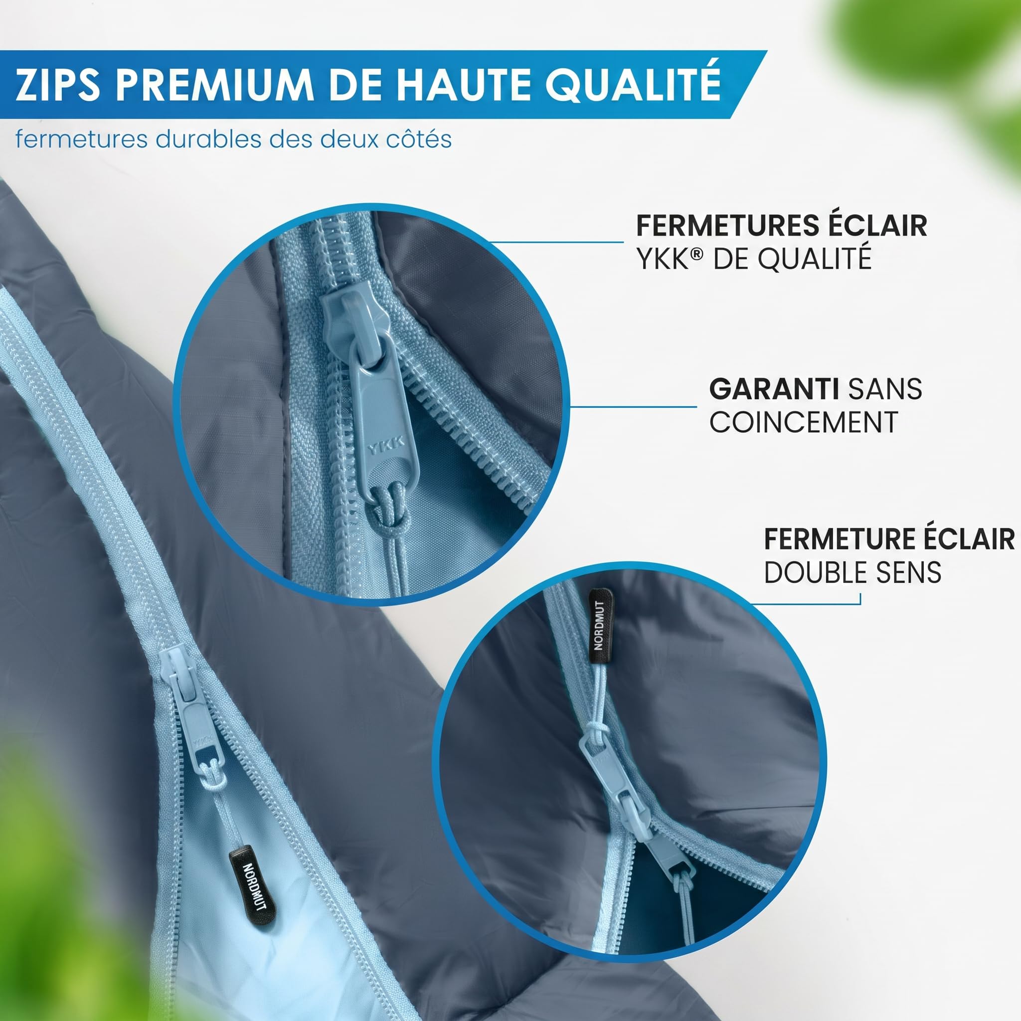 NORDMUT® Sac de Couchage pour Adultes – Petit Format et Ultra-léger (900/1500 g) – 3 Saisons (250 GSM) et Sac de Couchage d'été (100 GSM) - pour Le Camping et Les activités de Plein air