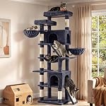 Feandrea Cat Tree, XXL Tall Tower with Sisal Scratching Posts, Multi-Level Activity Center for Large Indoor Cats, 21.6 x 17.7 x 80.7 inch, Light Grey, Clawfy Collection UPCT021G101