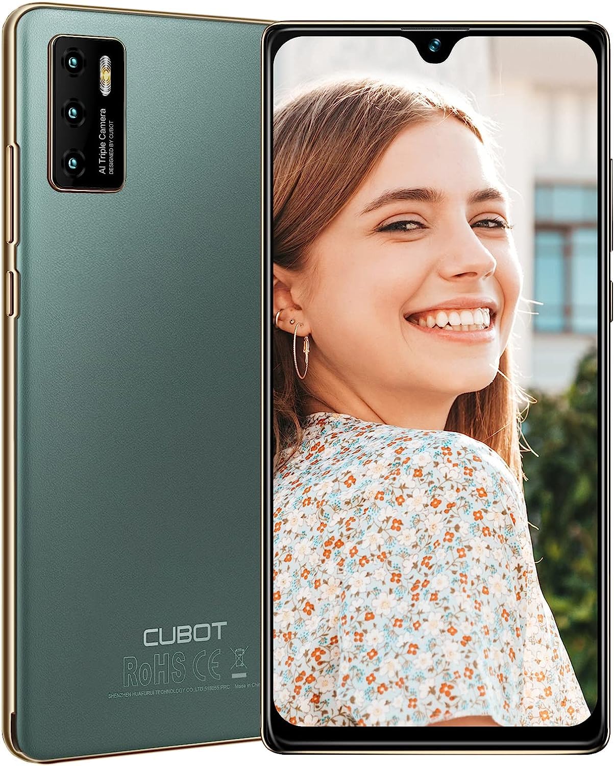 CUBOT P50 Android 11 smartphone, 6.2-inch mobile phone, 20 MP + 12 MP camera, 6 GB RAM octa-core processor and 128 GB ROM, 4200 mAh battery, 4G Dual SIM, Face ID NFC (Green)