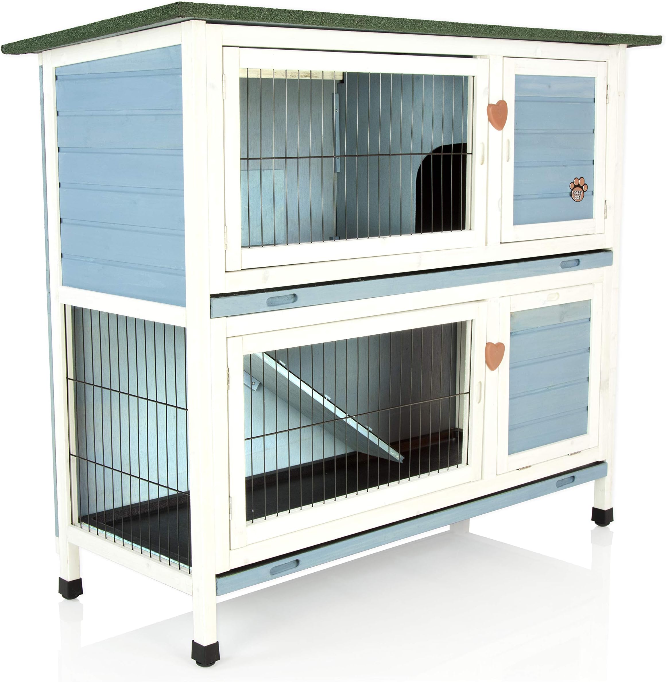 Rabbit Hutch in Blue 4ft Hide Rabbit Run Guinea Pig House by Cozy Pet Ferret Cage Rabbit Hutches in Blue RH04BL