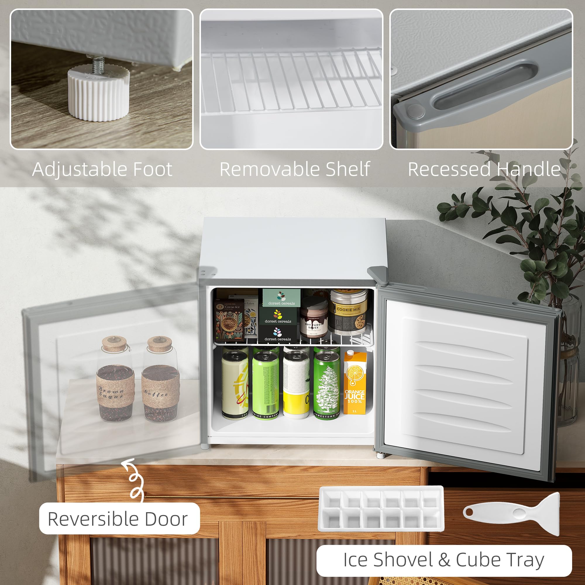 HOMCOM Mini Freezer Countertop, 1.1 Cu.Ft Compact Upright Freezer With Removable Shelves, Reversible Door For Home, Dorm, Apartment And Office, Gray on Fridge.com - View 5