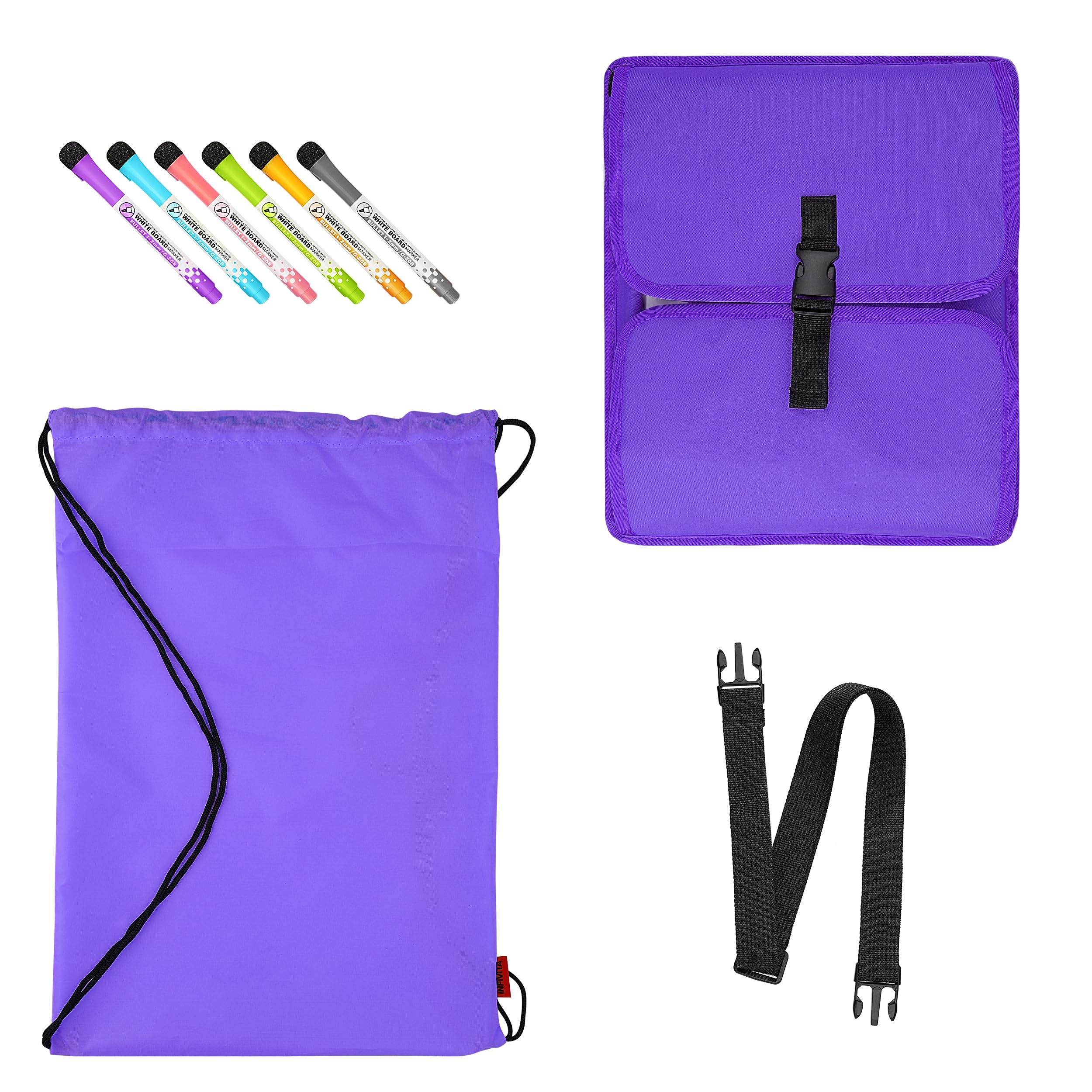 Plateau de Voyage Enfant Voiture - Tablette avec 6 Marqueurs et 1 Sac de Rangement (Violet)