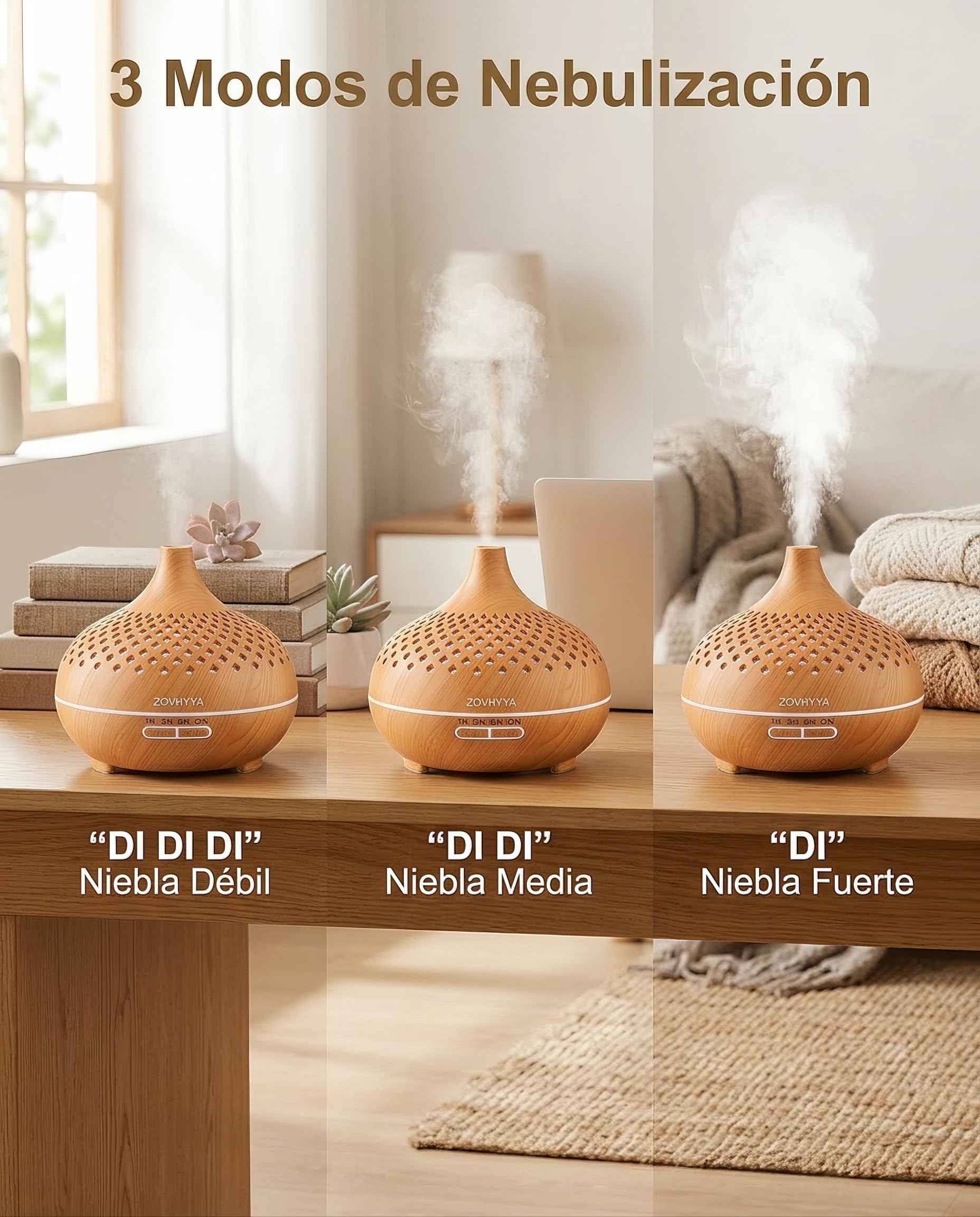 Difusor de Aroma 500ML Humidificador con 14 Luces LED Control Remoto 4 Temporizadores y 2 Modos de Pulverización para Hogar Dormitorio y Oficina