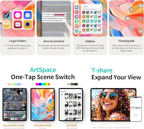TECLAST ArtPad Tablette 13.2 Pouces 2.2K 120Hz, Gaming Tablet Android 16, T7300 2.2GHz Octa-Core, 10000mAh/18W, 48Go RAM+128Go ROM(8To TF), 4G LTE Double SIM, 5G WiFi, Widevine L1, GPS, Gemini AI - 6