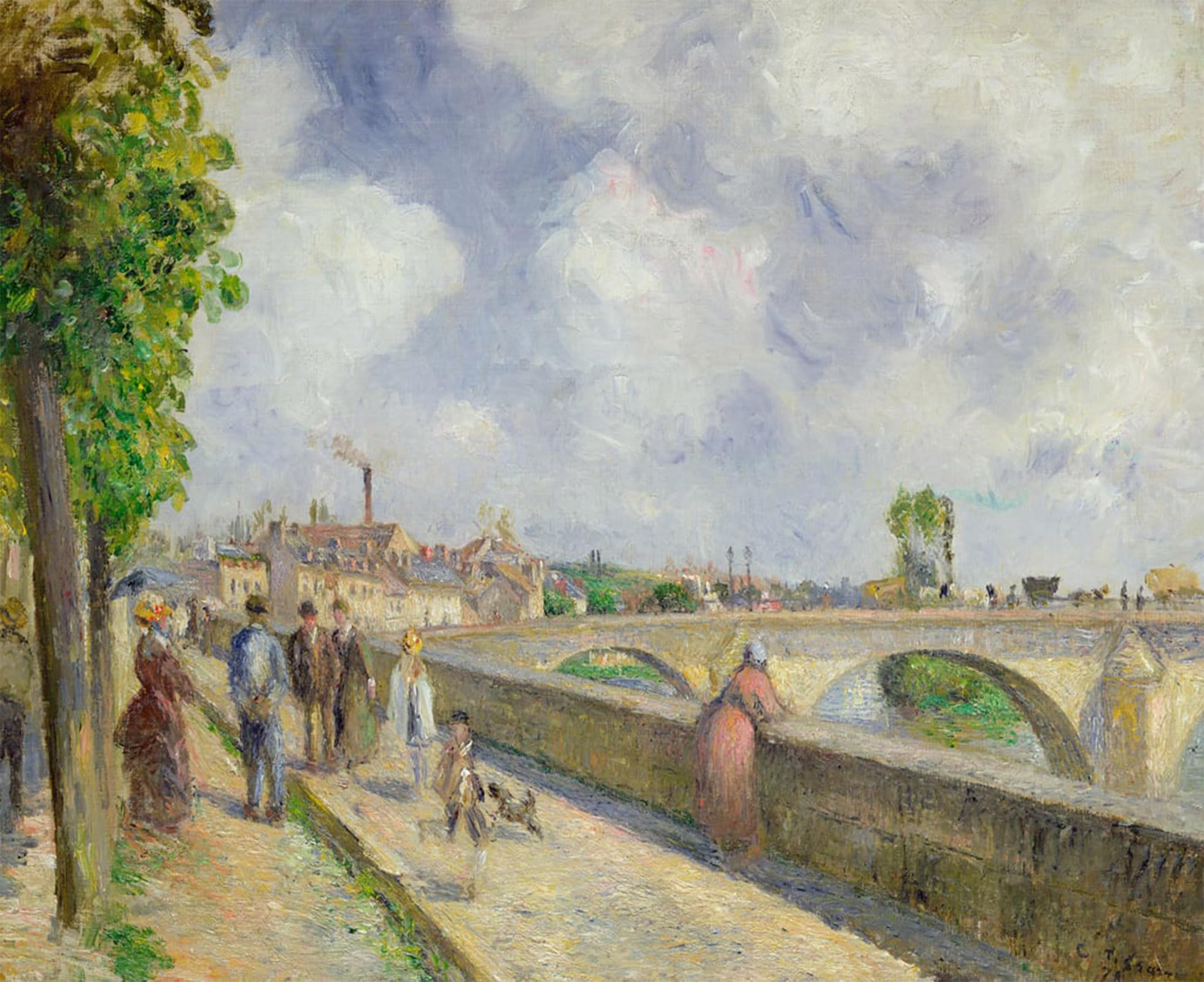 Artxlxxbn No Frame Famous Art Print Poster Vintage Wall Art The Bridge At Pontoise By Camille Jacob Pissarro Canvas Art Poster For Home Decor 60X90cm