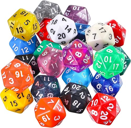 TecUnite Juego de 25 dados poliédricos con bolsa negra compatible con RPG MTG y otros con surtido de varios colores aleatorios (clásico)