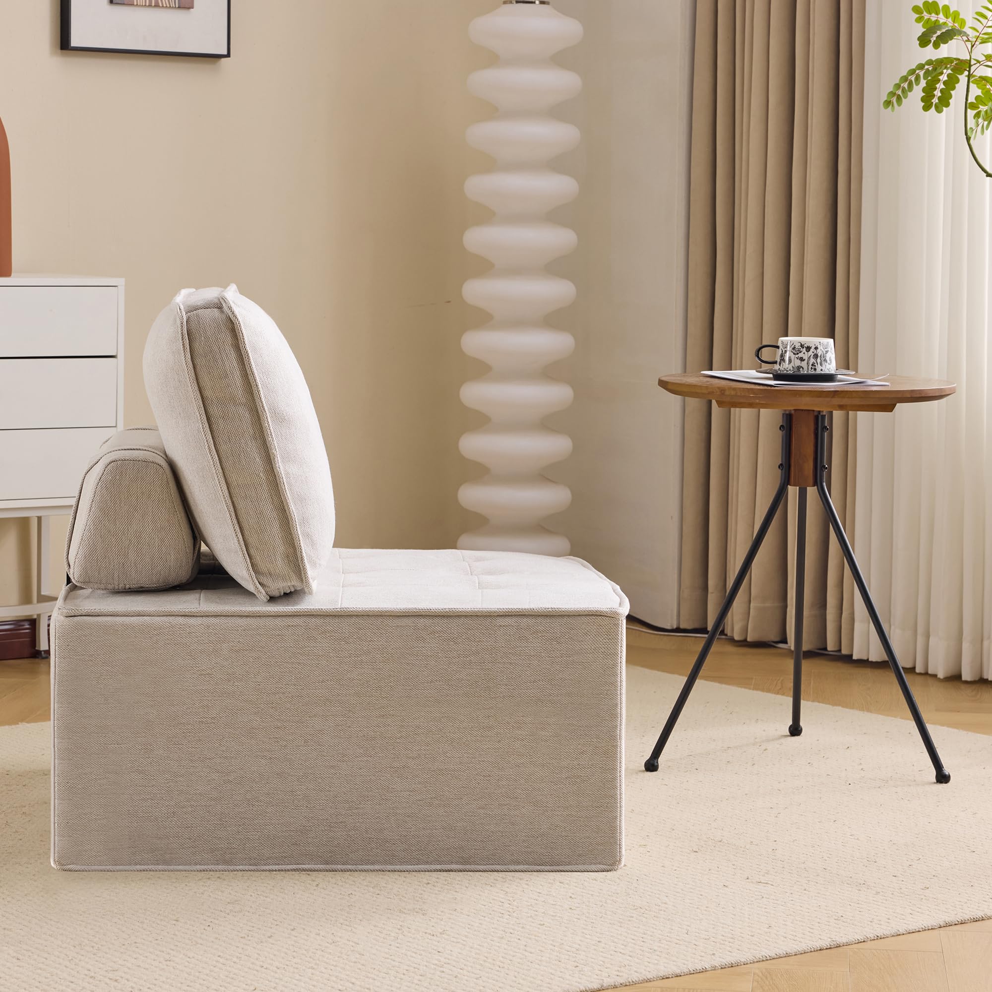 Sofá Modular Reclinable de Tela 100% Lino, Asiento Individual o en Forma de L, Espuma de Alta Elasticidad, para Apartamentos Pequeños y Dormitorios