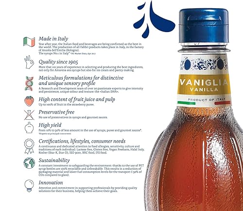 Miniatura 3 de Paquete económico Fabbri - Jarabe saborizante, vainilla, fabricado en Italia, 33.8 onzas (1 litro), paquete de 6
