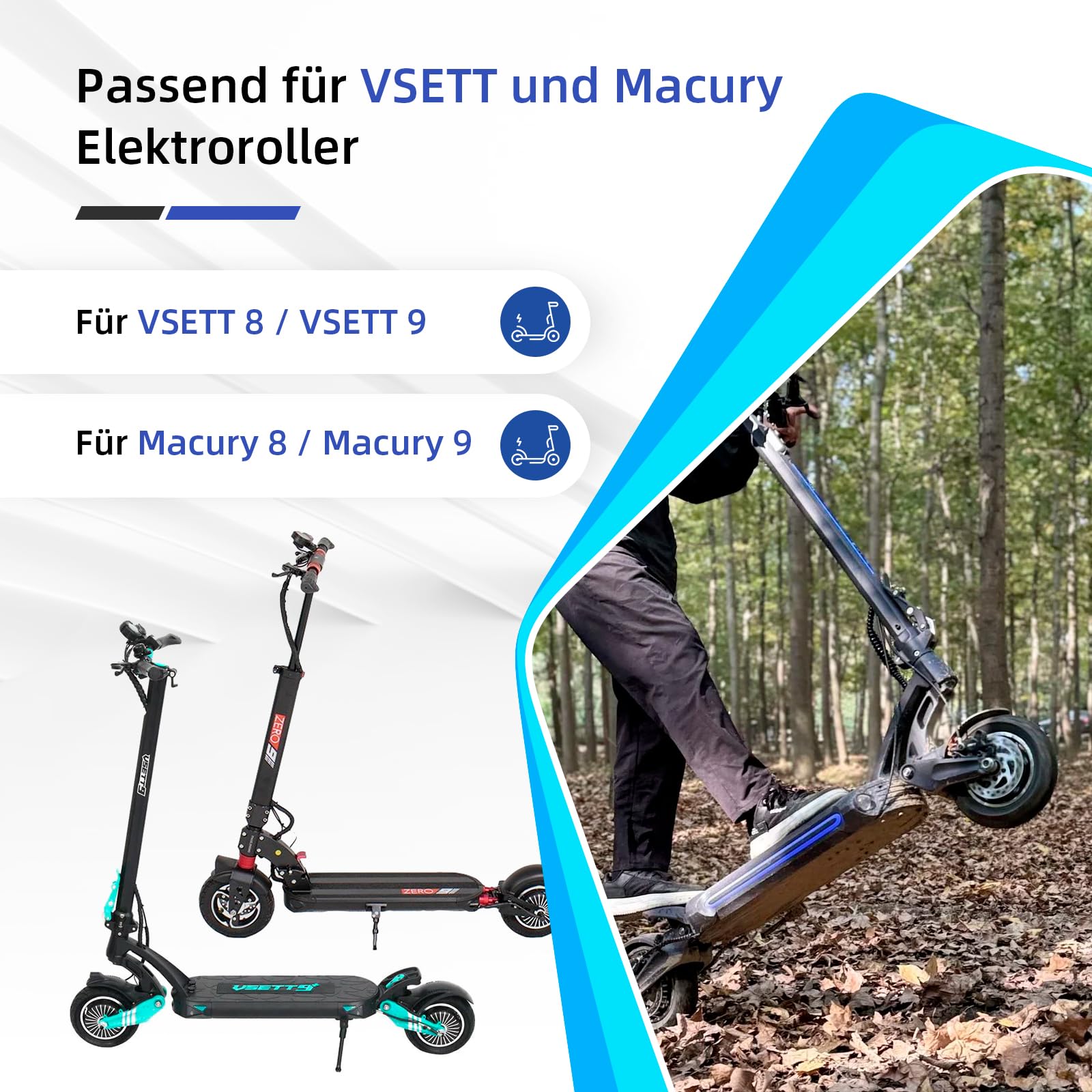 ulip (2er-Set) 8,5x3 (50-134) Offroad-Reifen mit Schlauch 8,5 Zoll Luftreifen für VSETT 8 9 Macury Zero 8 9 Roller