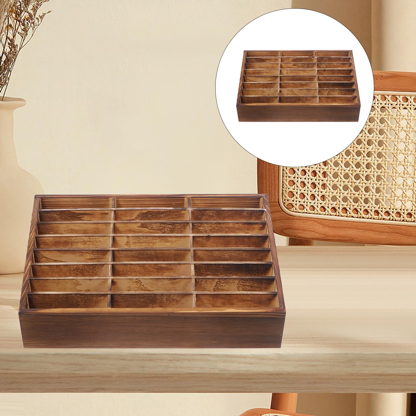 Alasum Scatola Porta Cellulari in Legno per Scrivania Scomparti Multipli, Resistente e Semplice, per Ufficio, Classe e Casa