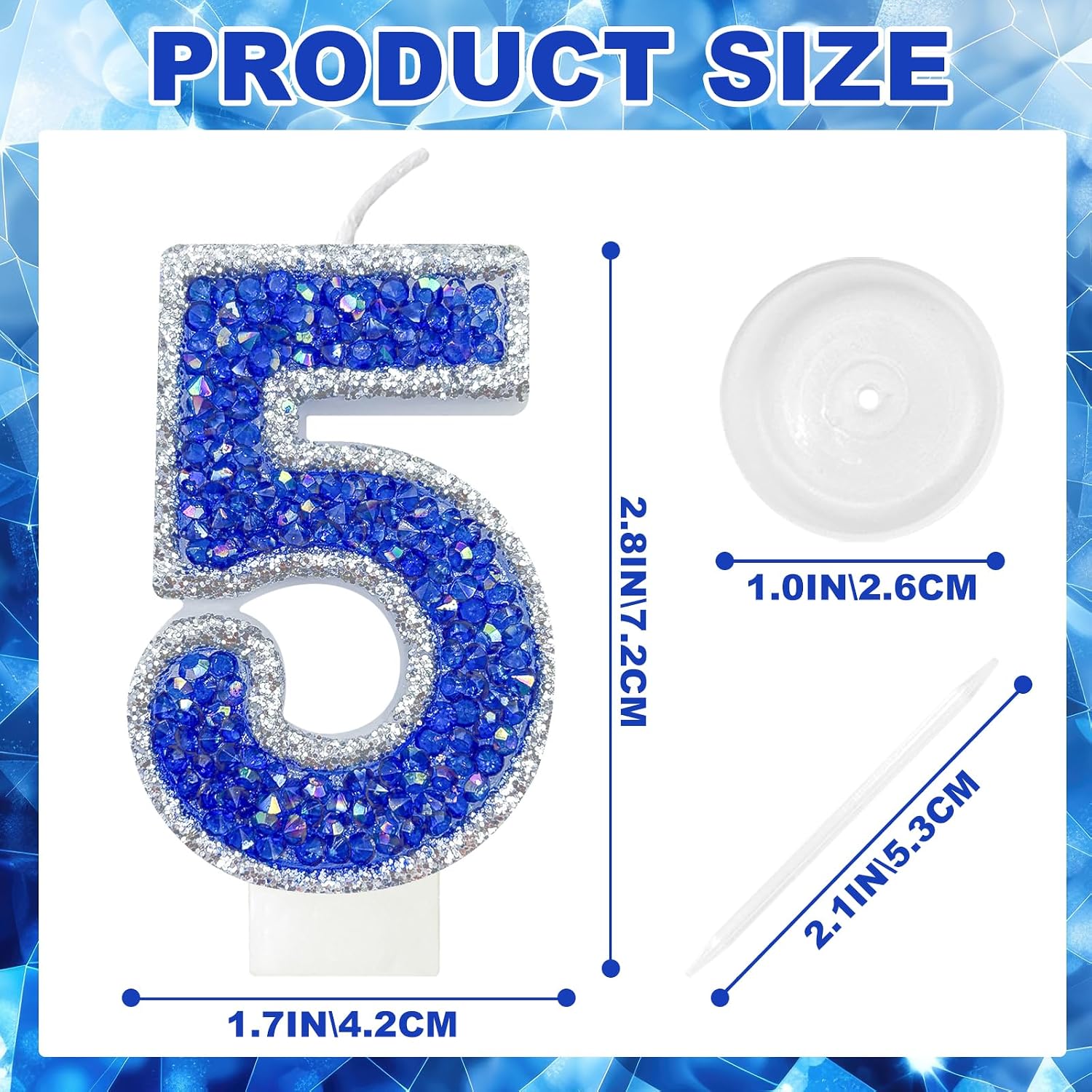 Minyu Birthday Number Candles, Sequined Number Romantic Candles for Cake Decorations and Cupcake Decorations, Suitable for Girls, Ladies, Anniversary Parties and Celebrations. (Number 5, A) image 2