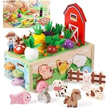 ALLABC Montessori Toys for 1-3 Year Old First Birthday Gifts for Girls Boys | 1 Year Old Girl Gifts | Wood Farm Garden Toys | Educational Learning Toys | Fine Motor Skills Toys | Toddlers Gardening Sets