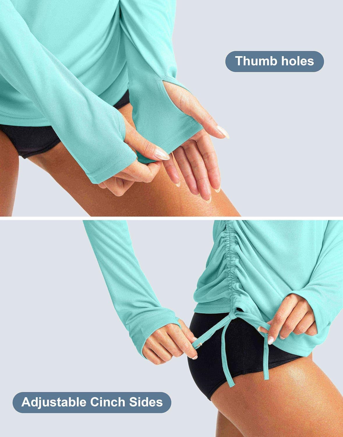 SANTINY Women's UPF50+ Rash Guard SPF Long Sleeve Swimsuits Top UV Sun Protection Swim Shirts for Woman