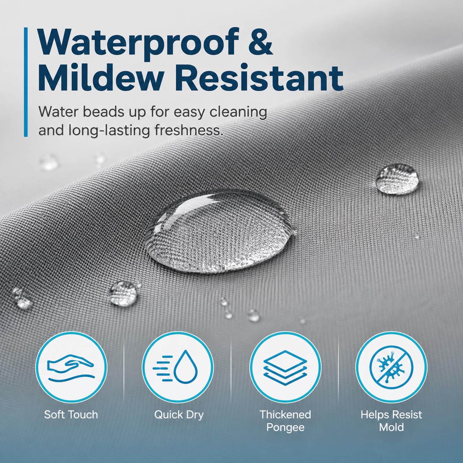 Tringle à rideau de douche sans perçage avec rideau de douche, pliable, double ventouse