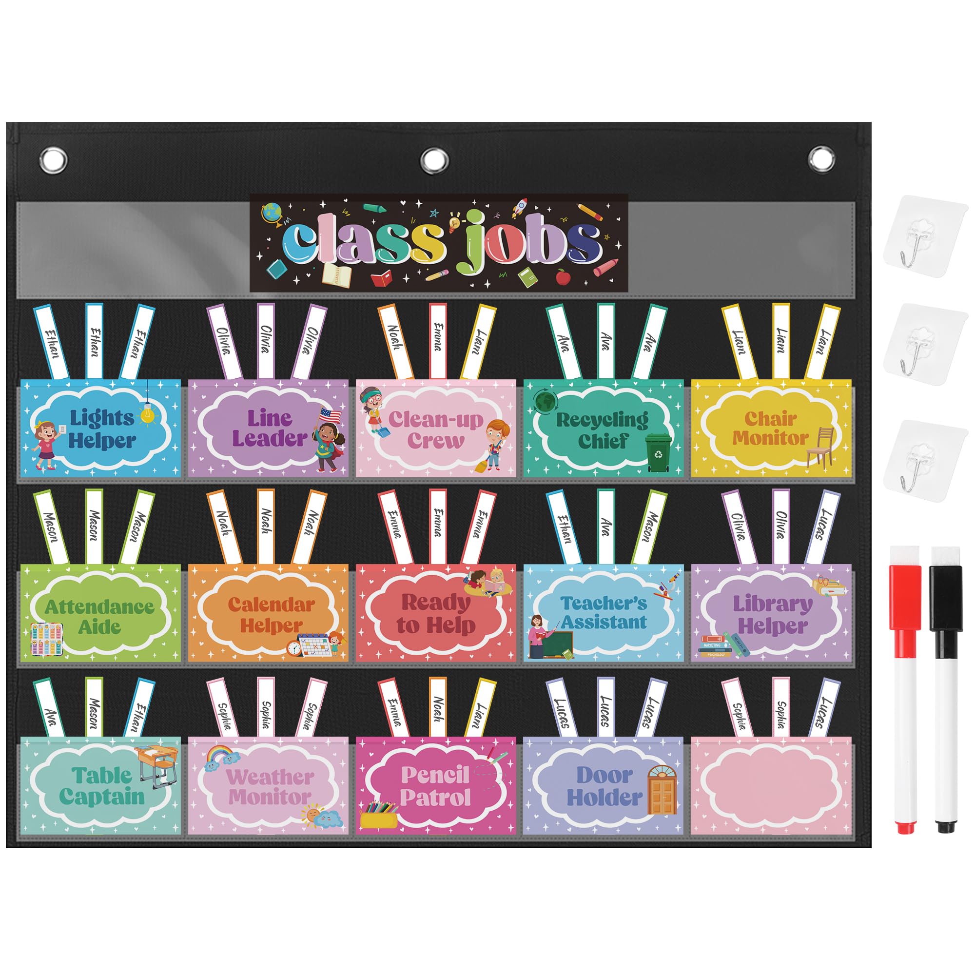 Amazon.com: MENIFEND Class Jobs Chart for Classroom: 70 Pcs Colorful ...