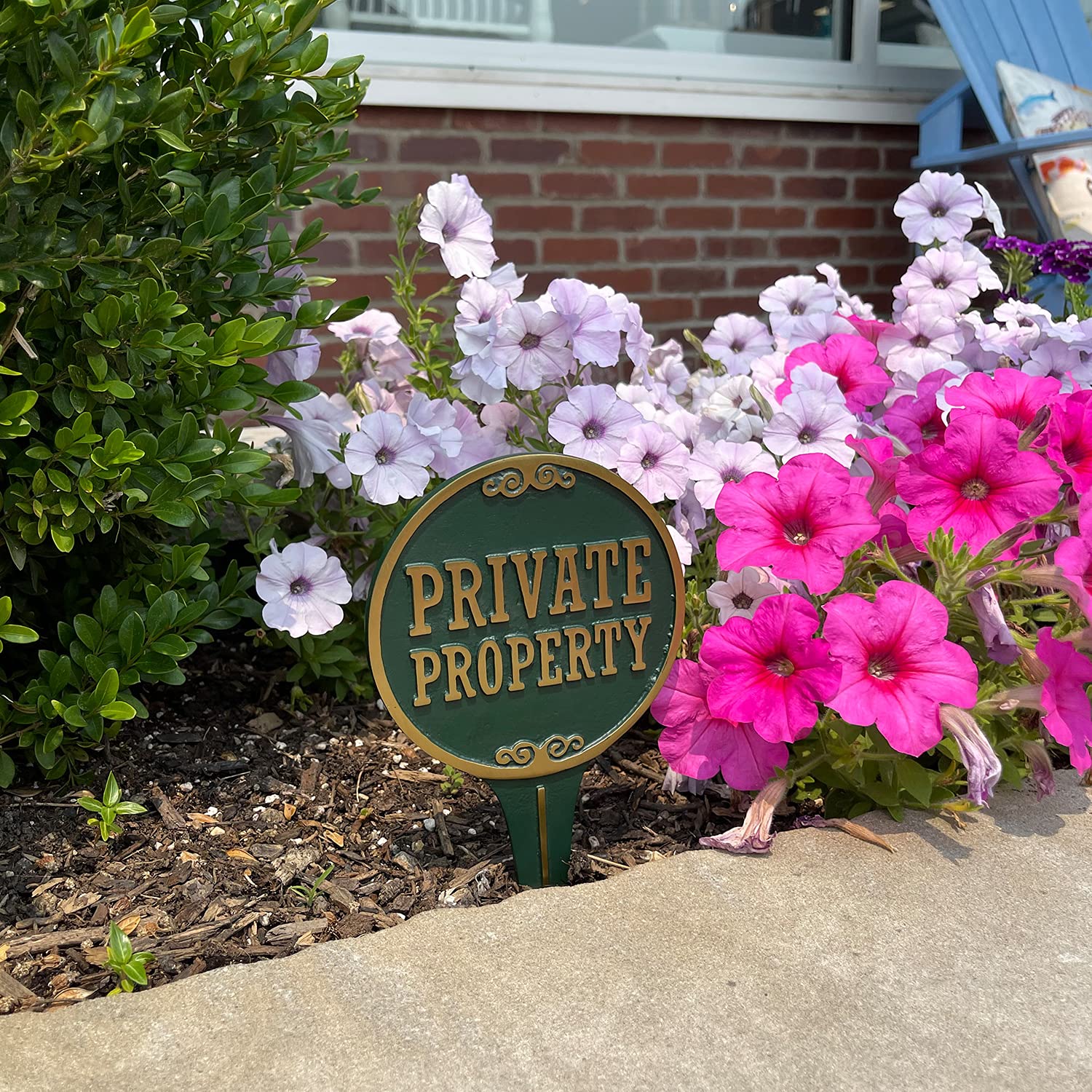 SmartSign Gartenschild für Rasen/Outdoor, 24,1 x 13,3 cm, 375 mm dick, rostfreies Aluminiumguss, kleines Metallschild, grün und gold