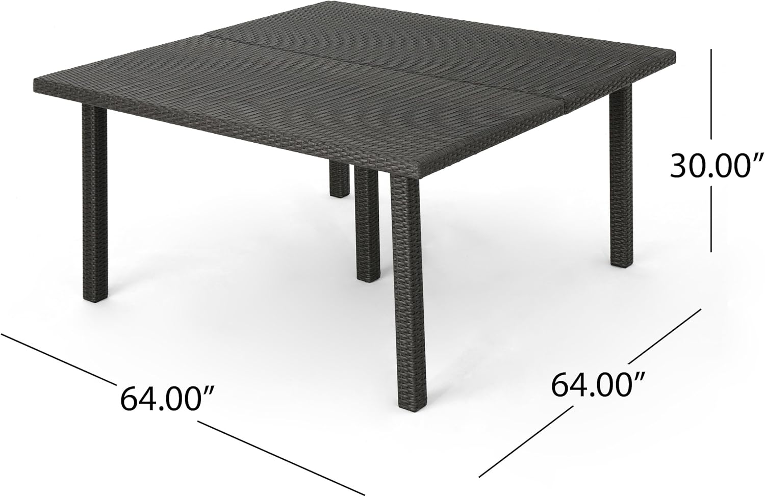 Great Deal Furniture Fern Outdoor 64 Inch Grey Wicker Square Dining Table