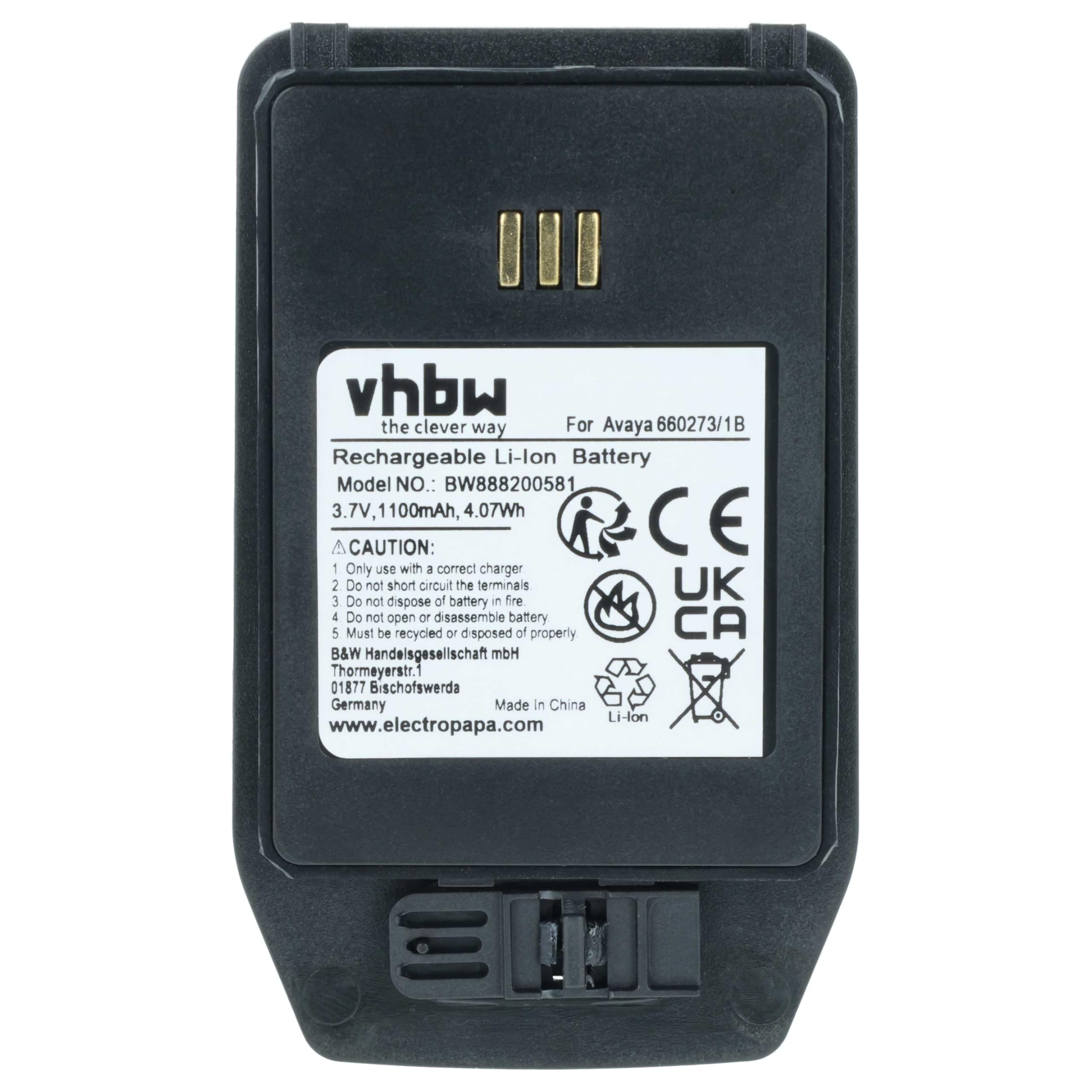 vhbw 3 x bateria kompatybilna z Avaya Dect 3745, DECT 3740, 3700 EX, DECT 3749 telefon komórkowy smartfon (1100 mAh, 3,7 V, litowo-jonowy)