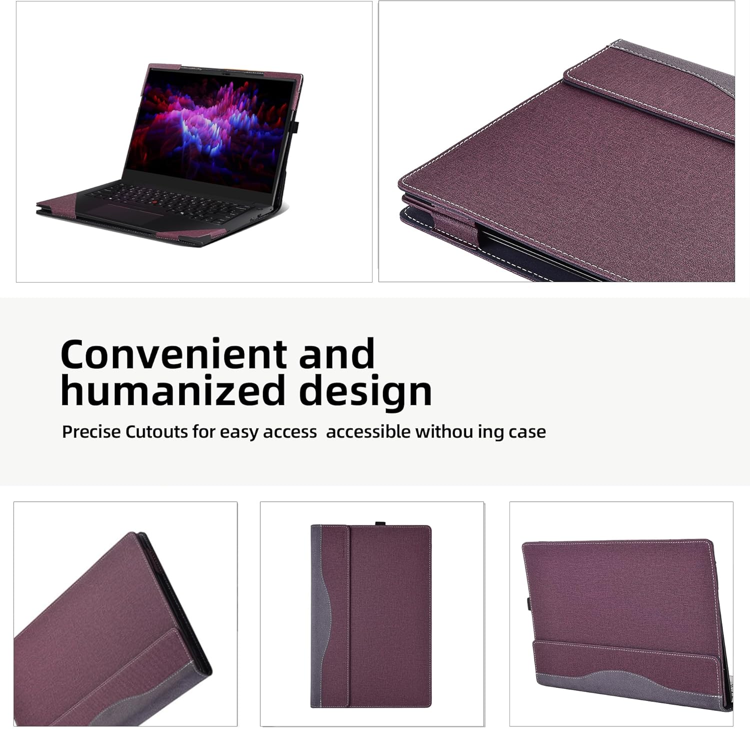 Laptop Cover for Lenovo ThinkPad P14s Gen 5 Intel 14.5″ (Not Suitable for ThinkPad P14s Gen 5 AMD14″) PU Leather Inside Pocket Cover (Wine red)