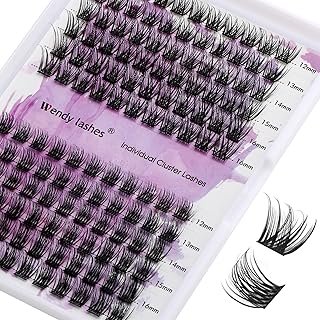 Cluster Lashes D Curl K001/K002 Eyelashes Individual 0.07mm 12-16mm Individual Lashes Mixed Cluster Eyelash Extensions Soft Fluffy DIY Lash Extensions Wendy Lash Clusters(K001/K002-D-MIX12-16)