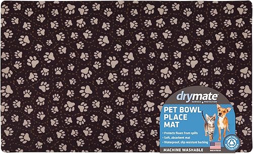 Miniatura 70 de Drymate Mantel individual con tazón para mascotas, tapete de alimentación de alimentos para perros y gatos, tela absorbente, respaldo impermeable