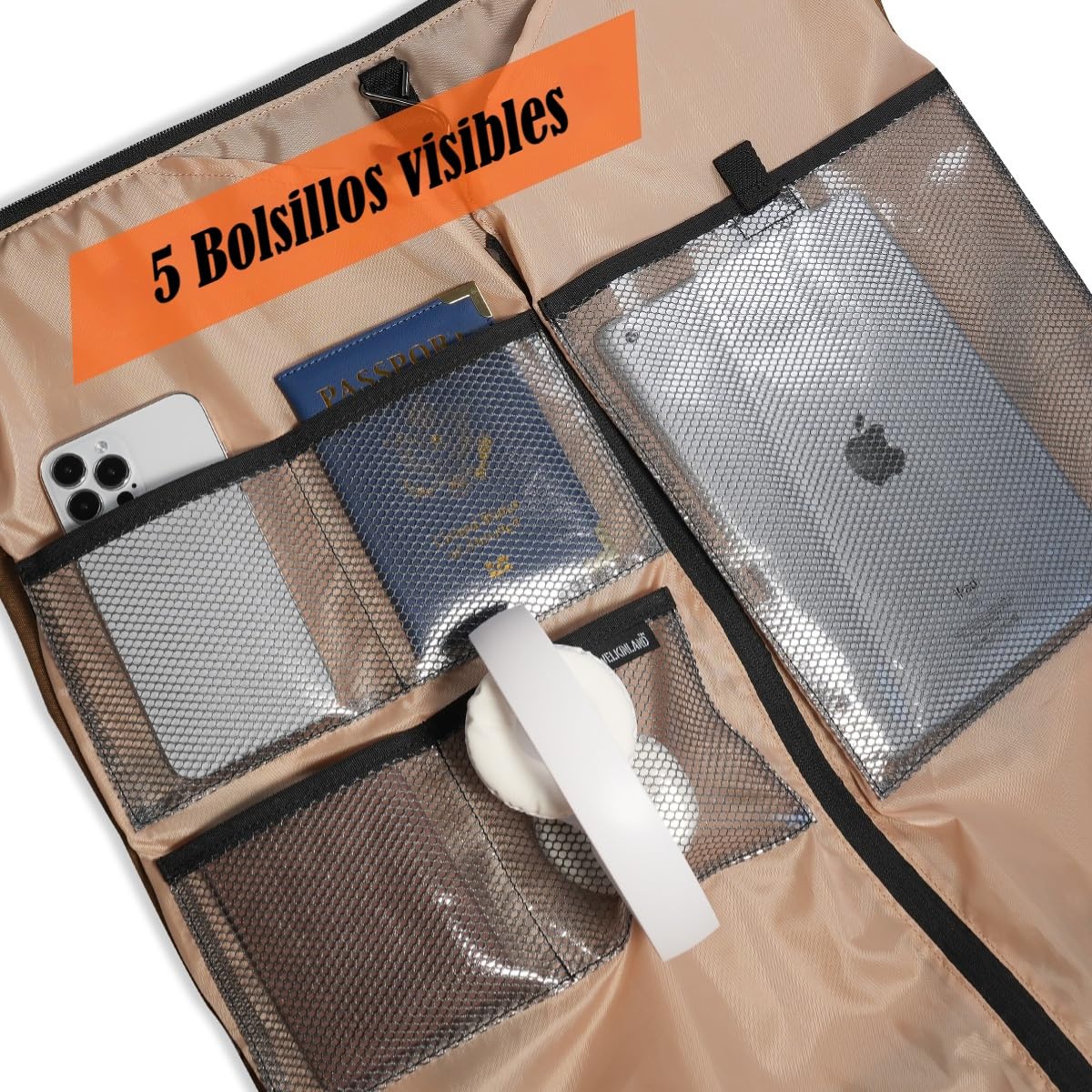 WELKINLAND Bolsas de lona para ropa 48H para viajes, bolsa de ropa de mano con 10 bolsillos, 3 bolsas de viaje para trajes, bolsa de lona 2 en 1 de medio día, bolsa de ropa convertible, bolsa de ropa