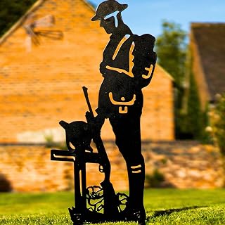 Lest We Forget Tommy Soldier Silhouette Military Statue Remembrance Day Sculpture Army Poppy Metal Art Figurine Veteran Tribute Garden Memorial Ornament (Black Painted)